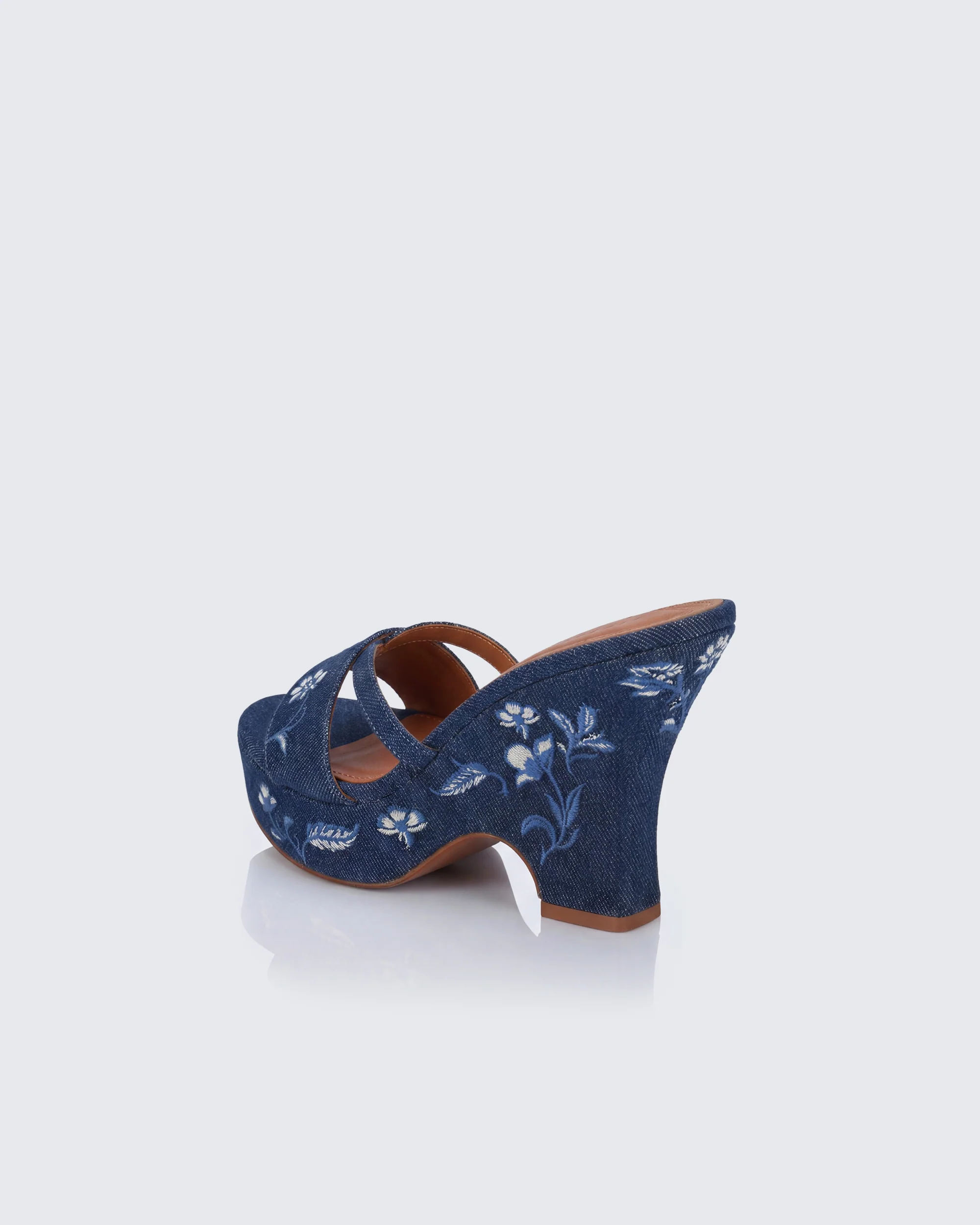 Nuha Denim Embroidered Wedge - Image 3