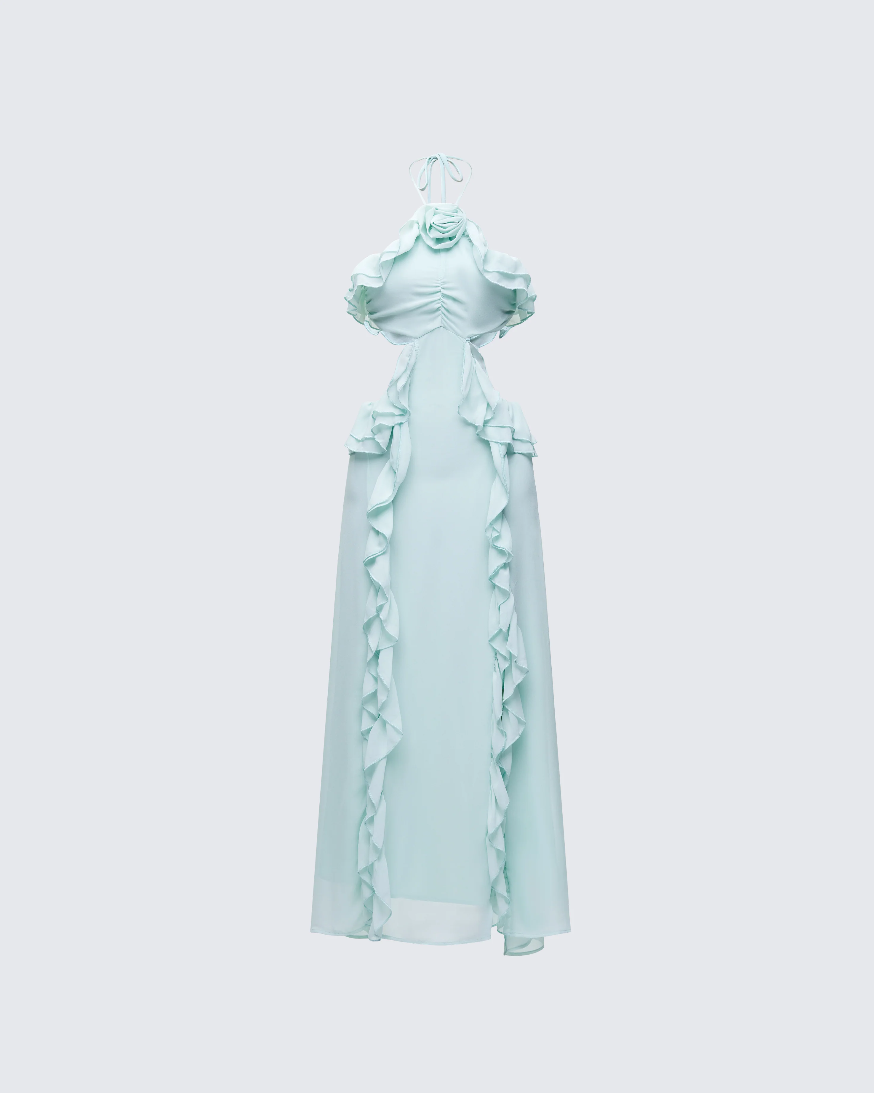 Ocean Blue Tiered Ruffle Maxi Dress