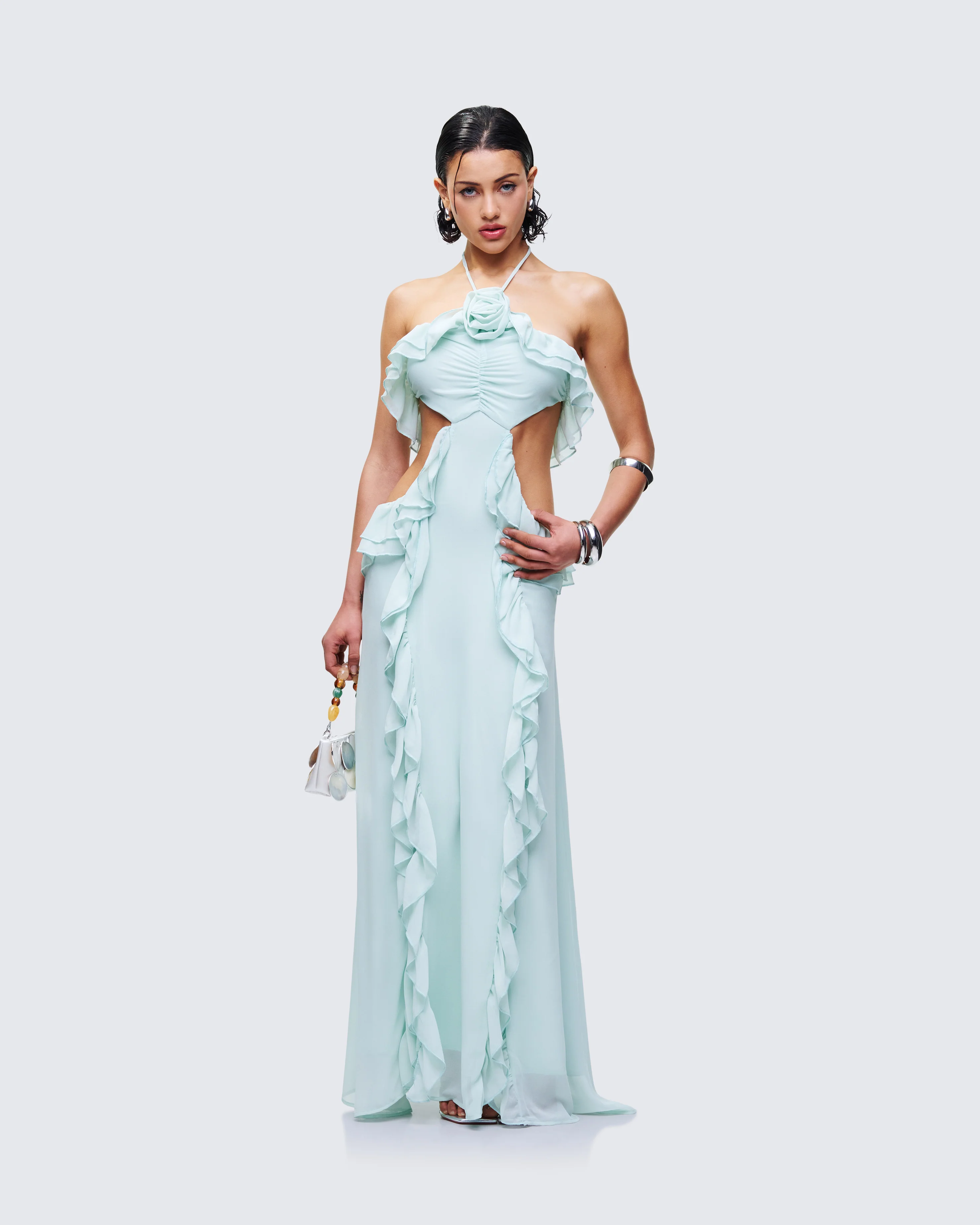 Ocean Blue Tiered Ruffle Maxi Dress - Image 4