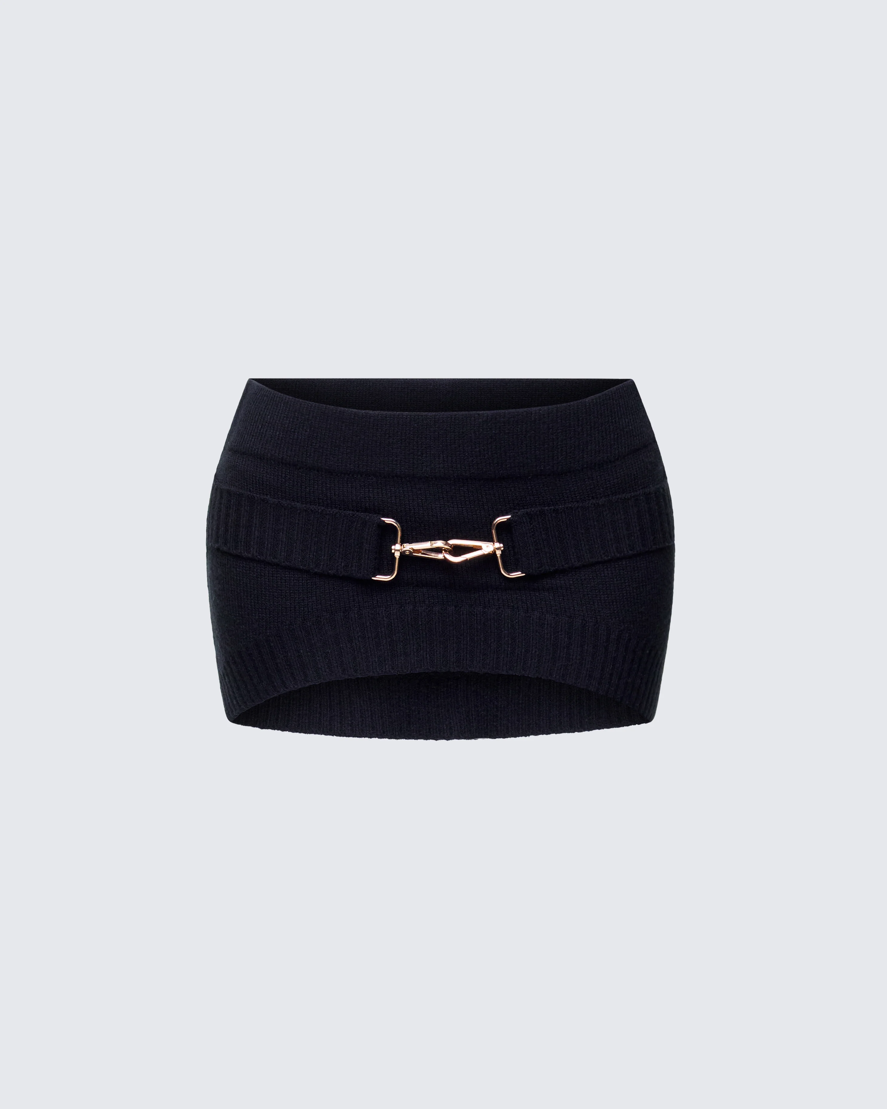 Layla Black Knit Trim Belt Mini Skirt