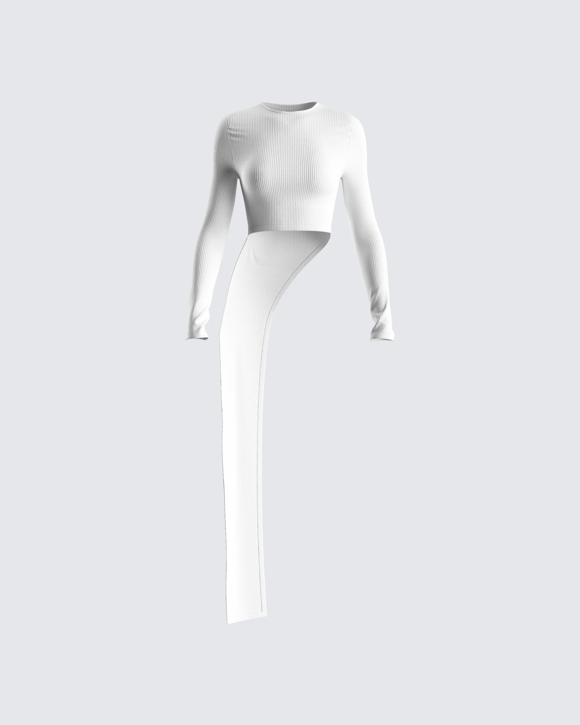 Rami White Rib Long Sleeve Top