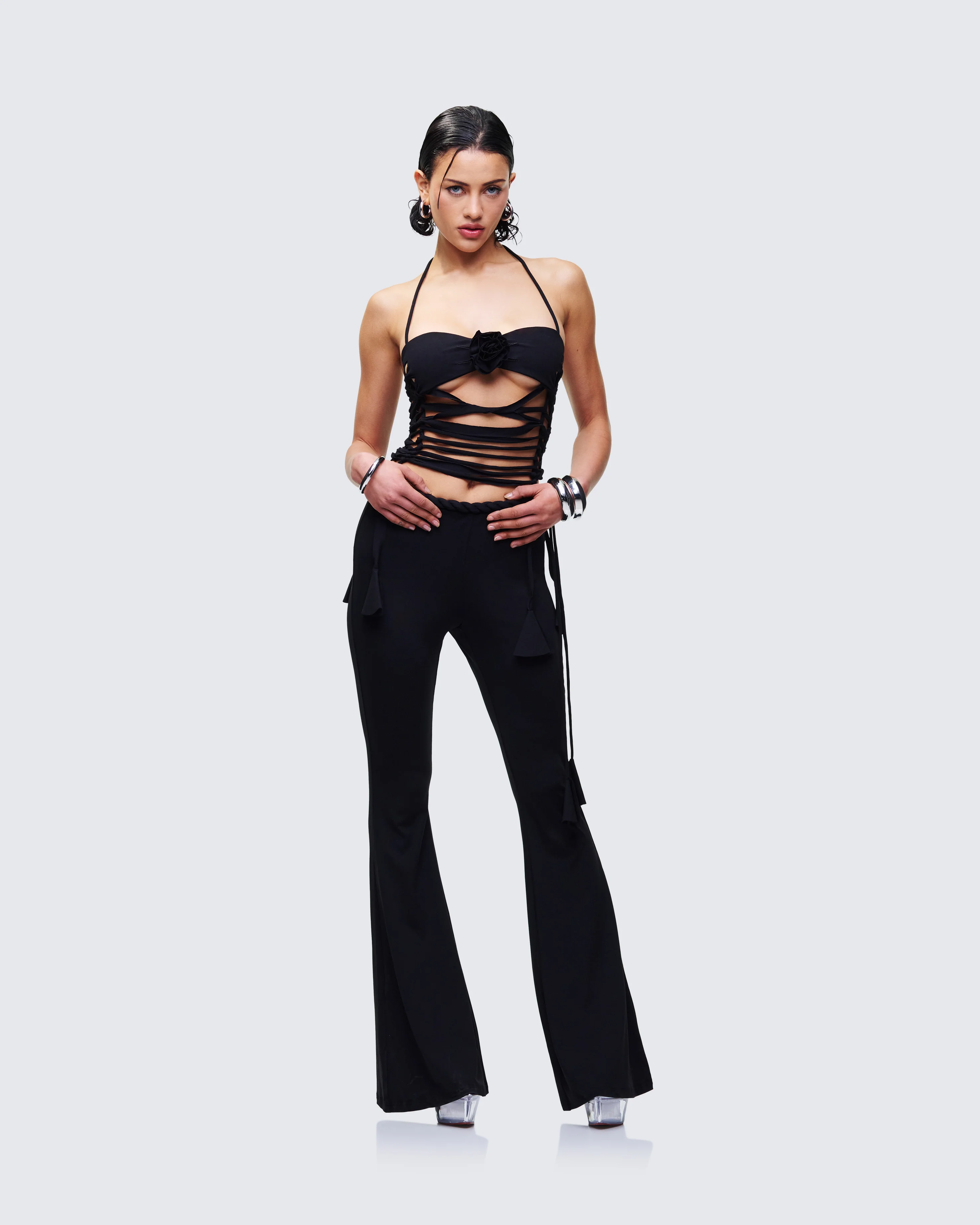 Sailor Black Jersey Knot Detail Top - Image 5