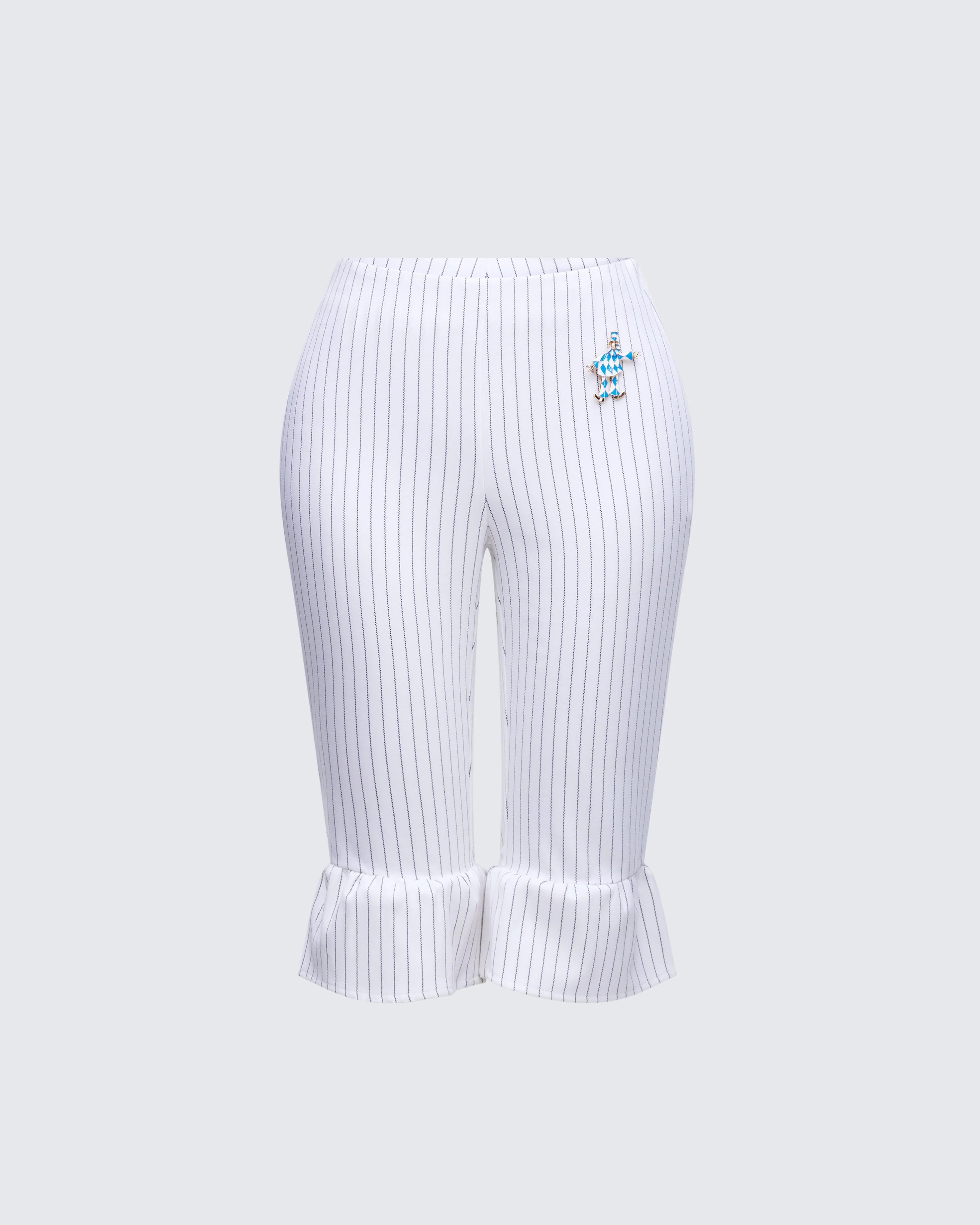 Salome White Stripe Capri Pant