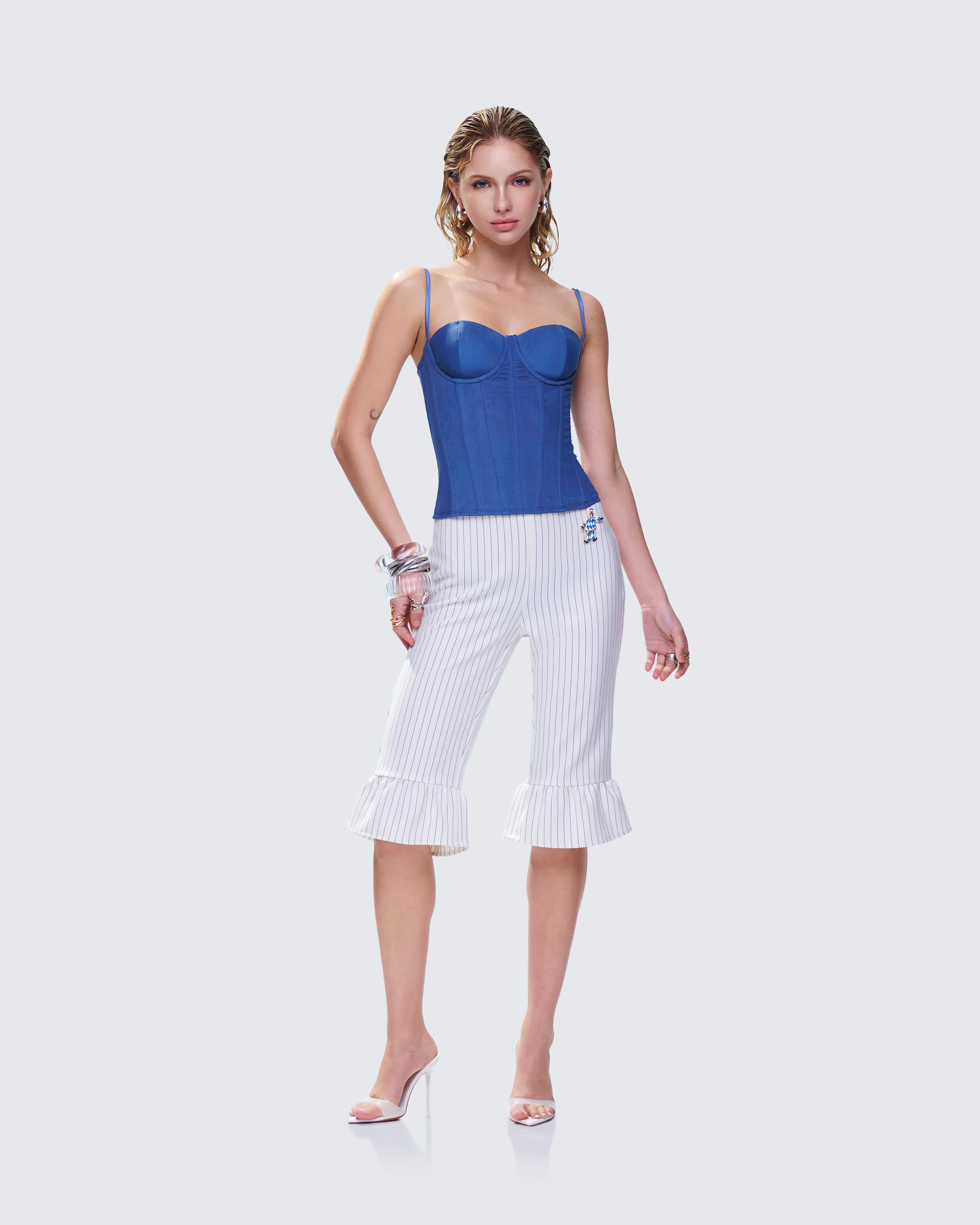 Salome White Stripe Capri Pant - Image 5