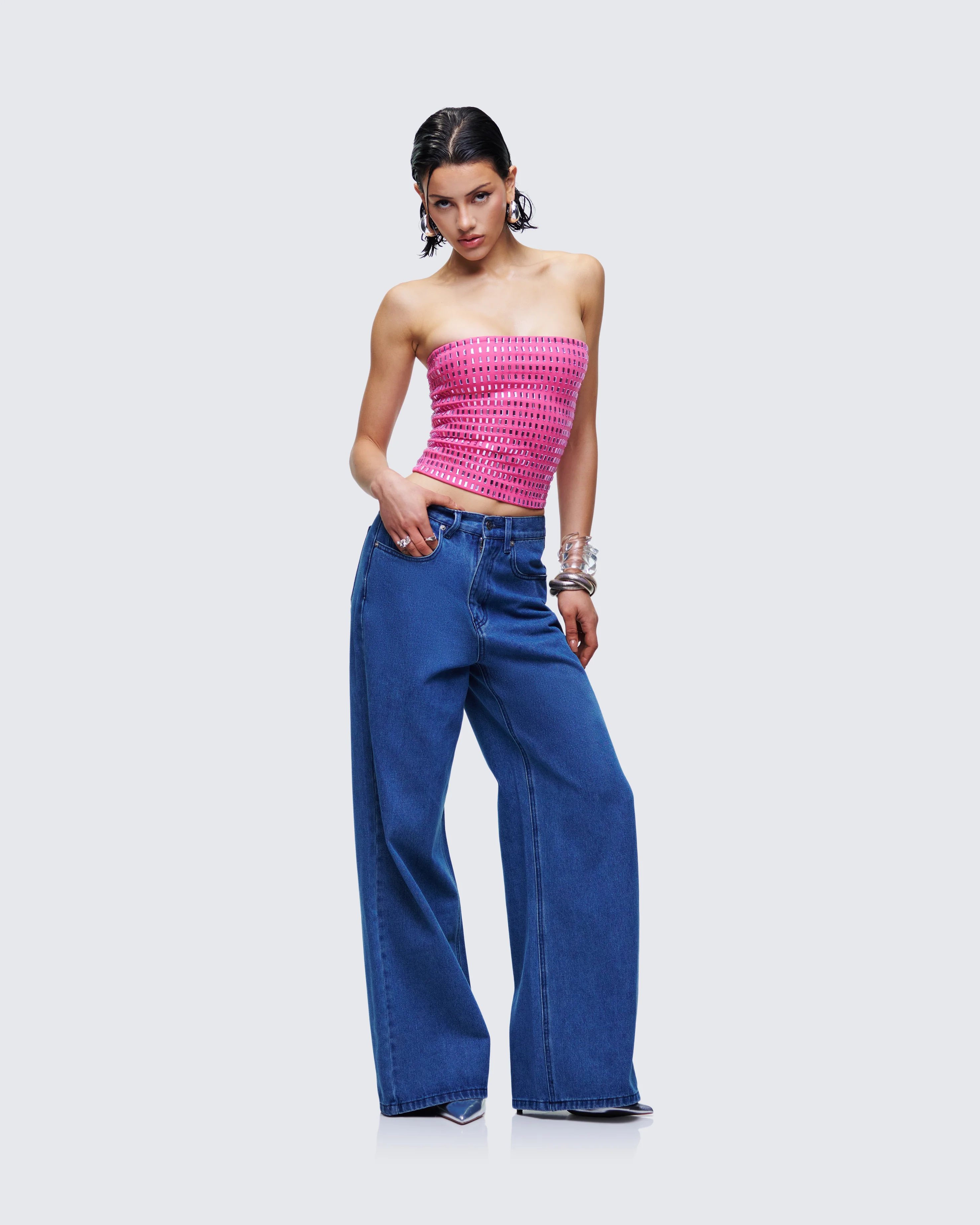 Sara Blue Denim Wide Leg Jean - Image 7