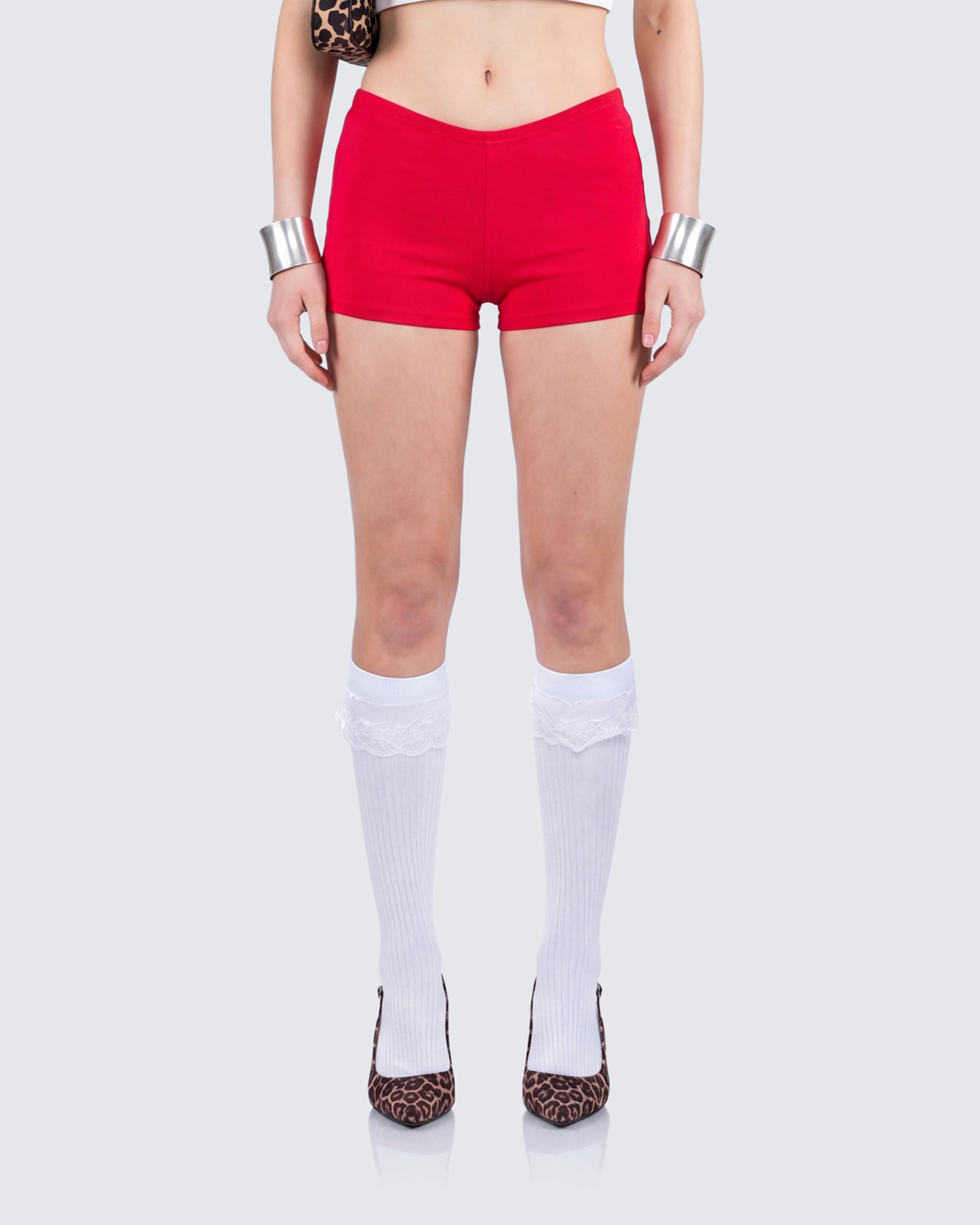 Shemoi Red Jersey Micro Shorts - Image 2