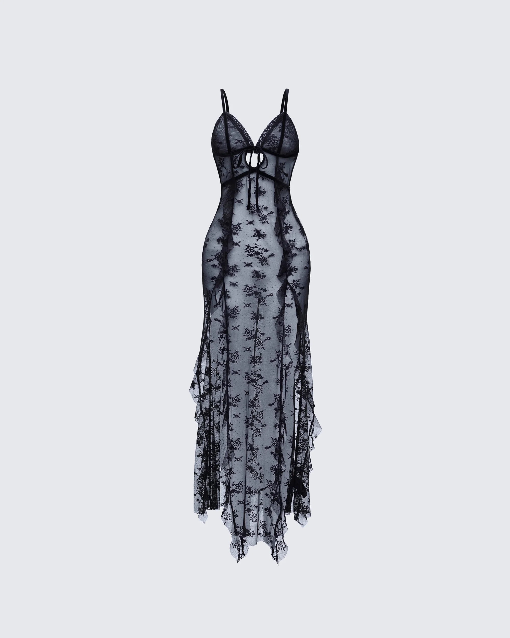 Sorelle Black Lace Maxi Dress