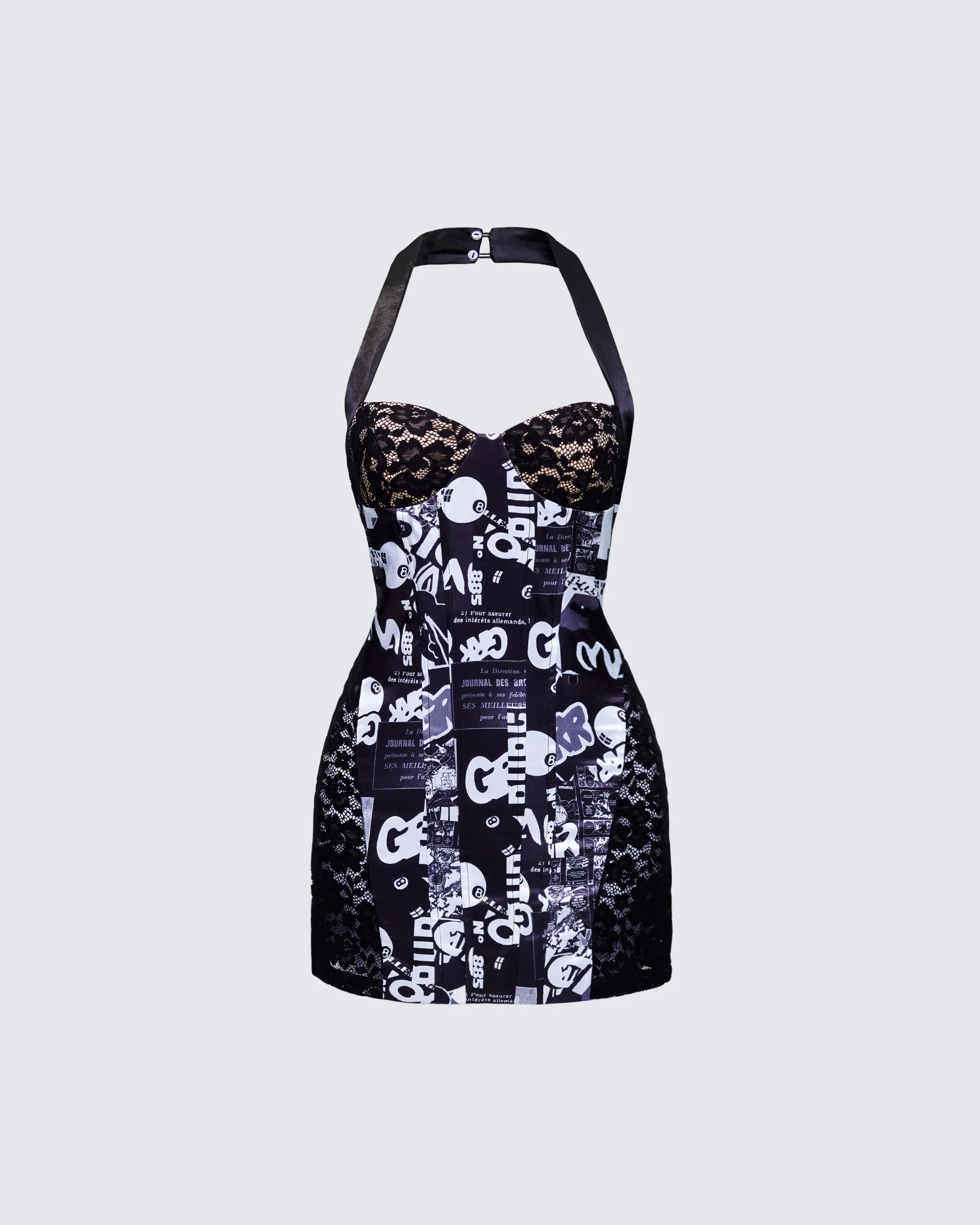 Spencer Black Printed Lace Mini Dress