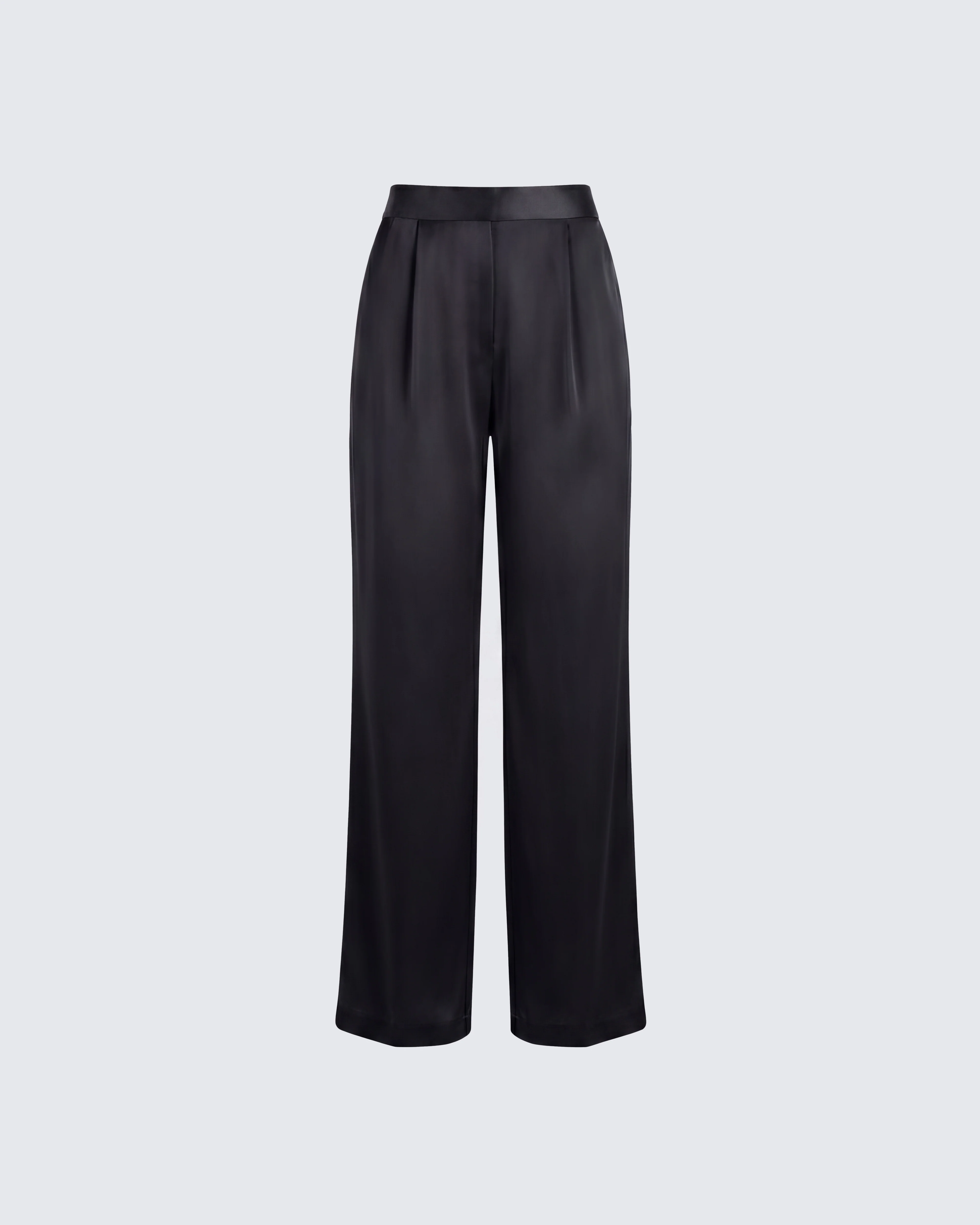 Suzanna Black Satin Wide Leg Trouser