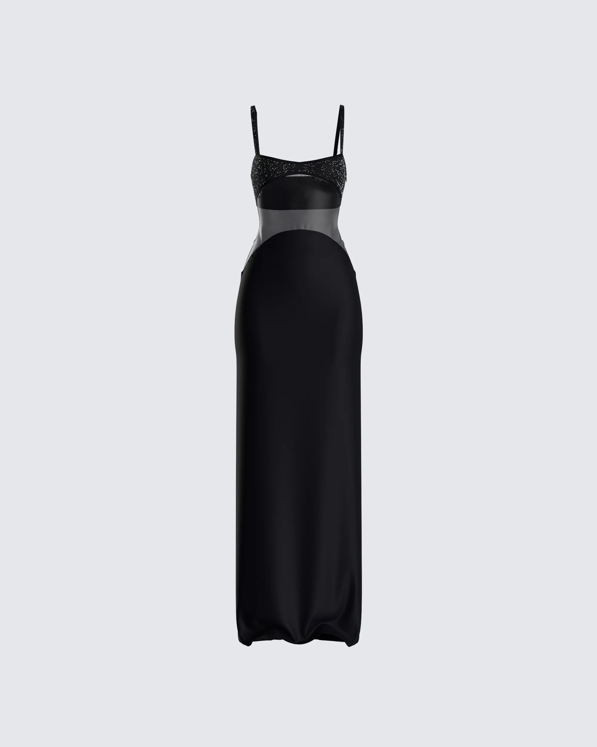 Tahlia Black Rhinestone Maxi Dress