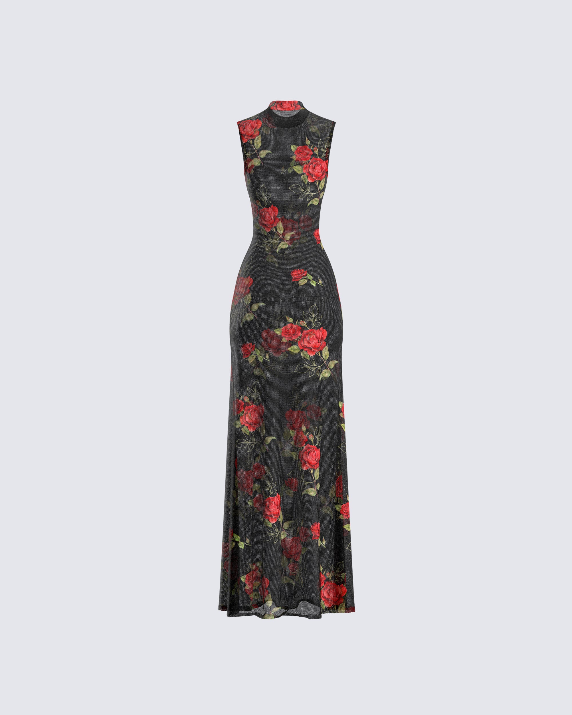 Tata Rose Print Mesh Maxi Dress - Image 3