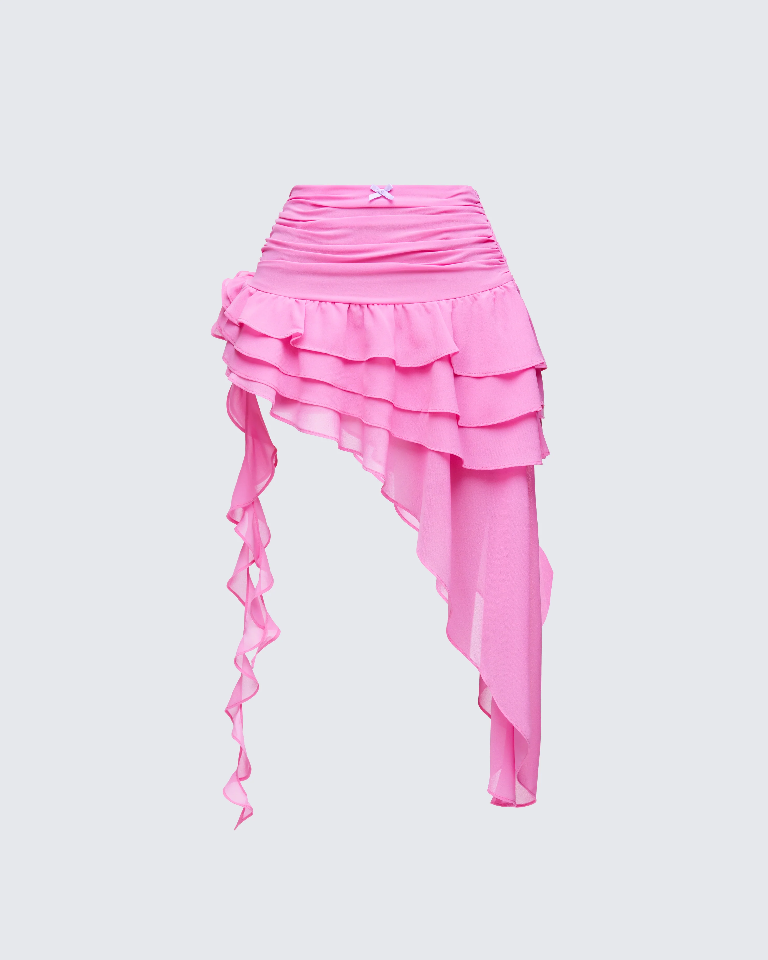 Tia Pink Chiffon Layered Mini Skirt