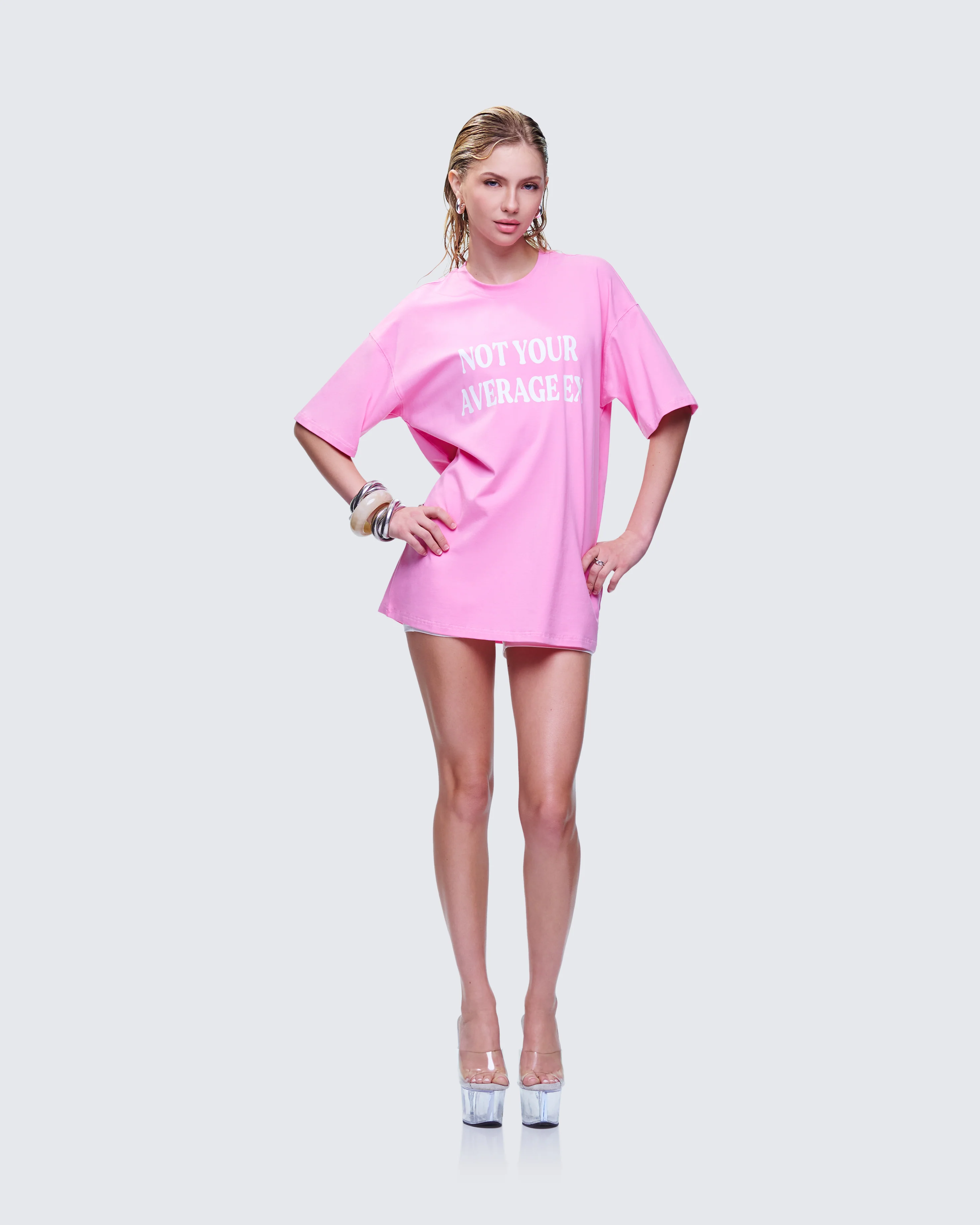 Ula Pink Printed Oversized Tee - Image 5