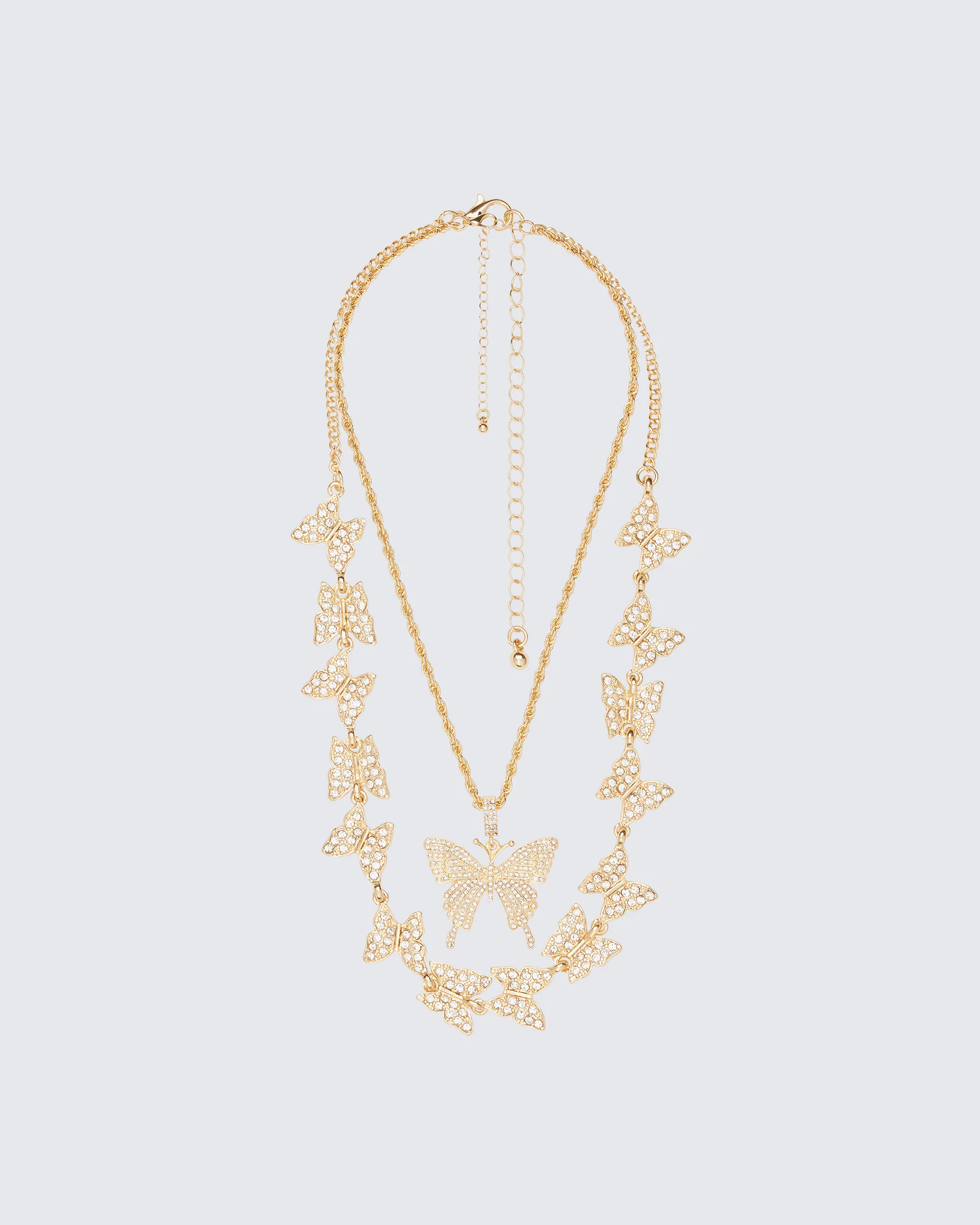 Val Gold Butterfly Necklace Stack