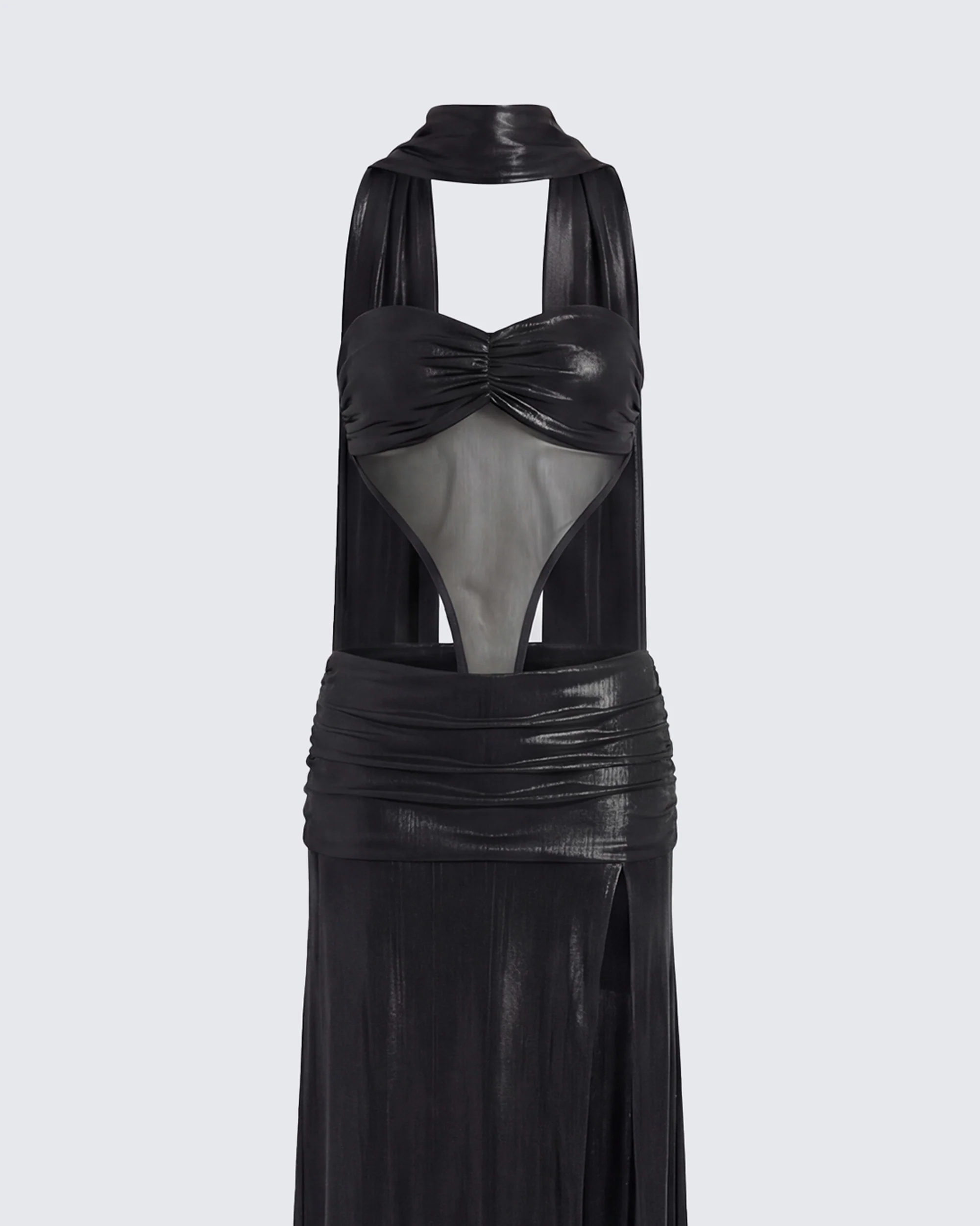Vesper Black Metallic Scarf Detail Dress - Image 6