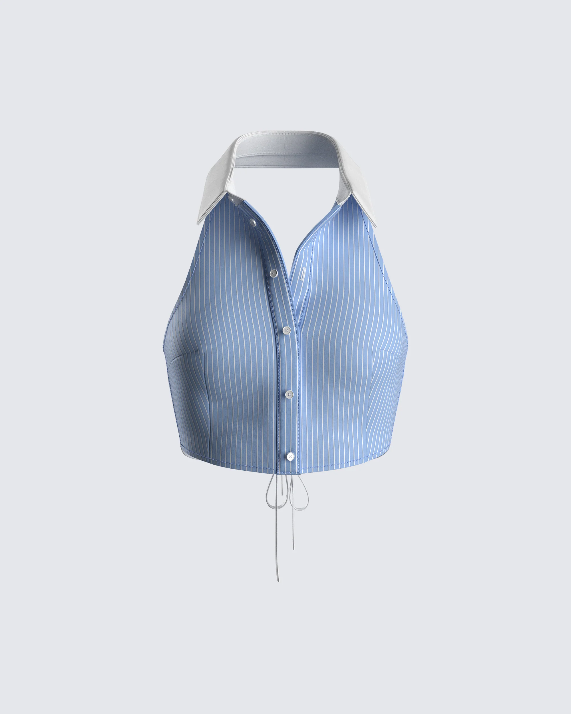 Vitellia Blue Pinstripe Halter Top