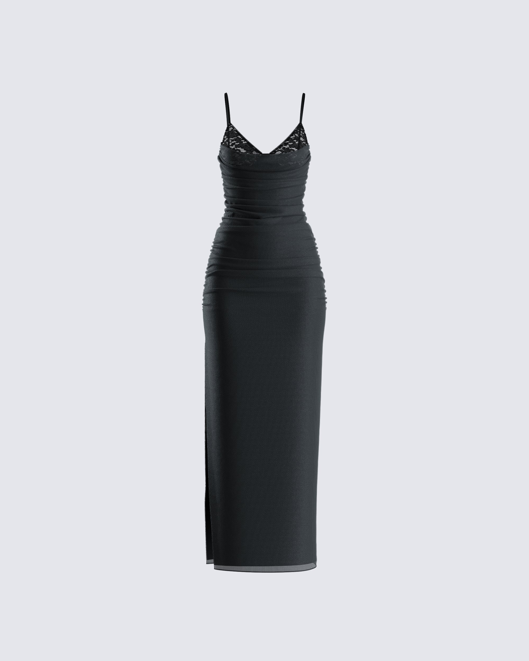 Yan Black Lace Maxi Corset Dress
