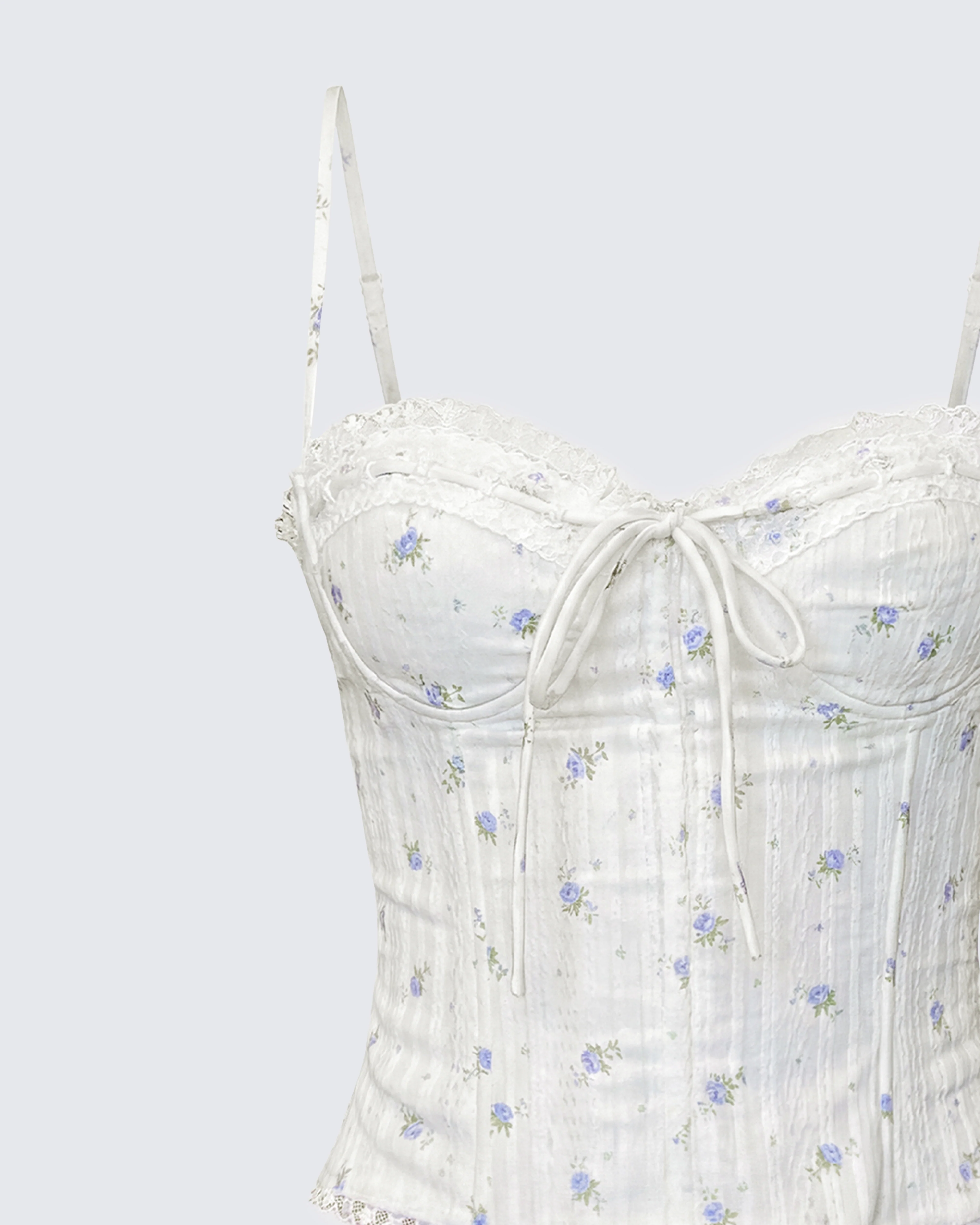 Yasmie Multi Floral Tie Detail Corset Top - Image 6